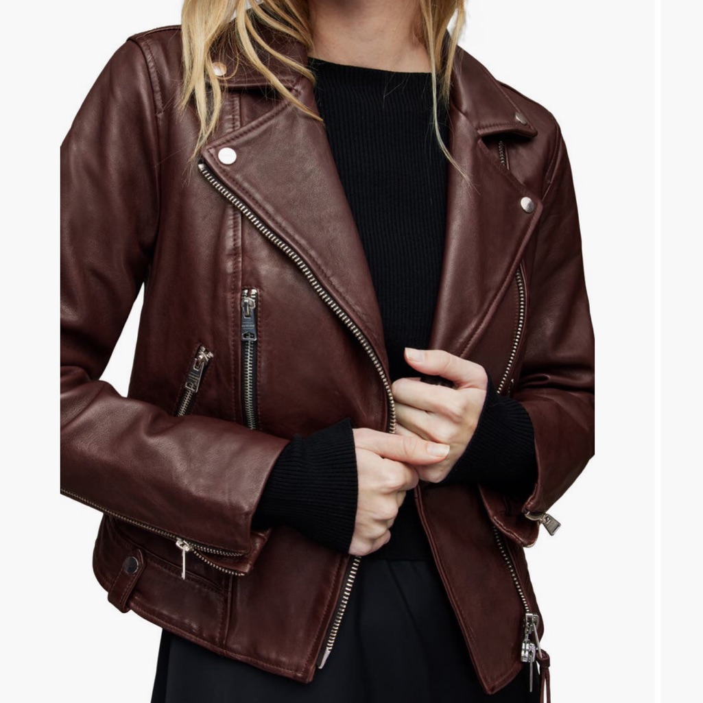Allsaints Neko Leather Biker Jacket, Size 6, Nwt